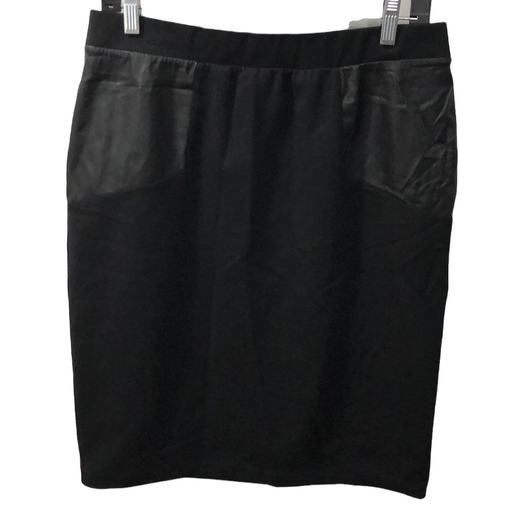 {Chico's} Black Skirt With Faux Leather On Front